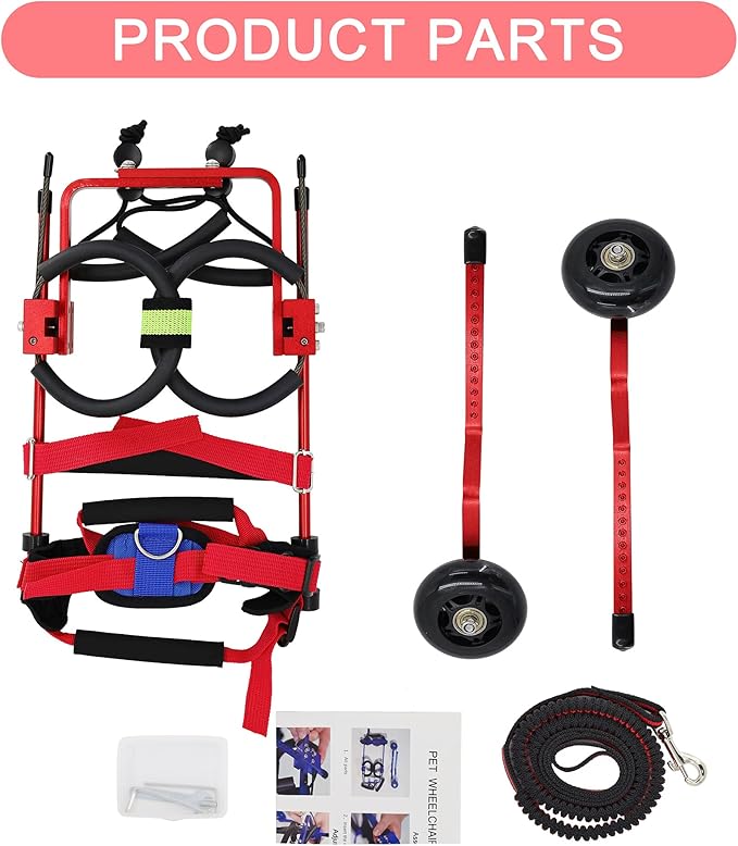 Adjustable Dog Wheelchair for Back Legs，Pet/Doggie Doggy Wheelchairs with Disabled Hind Legs Walking (XS-Red)