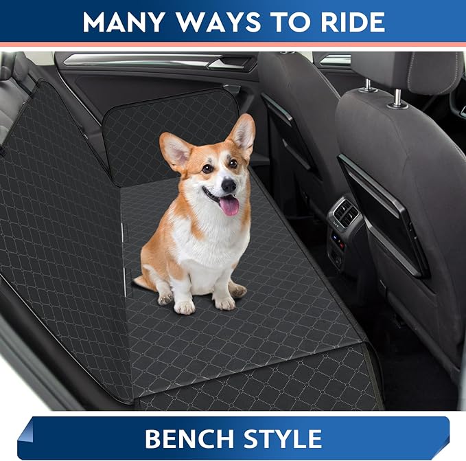 Dog Car Seat Cover Dog Seat Cover for Back Seat Scratch Prevention Dog Hammock Protects Against Dirt Dog Seat Covers for Cars Fits for Small SUVs and Trucks 60"x 64", Black