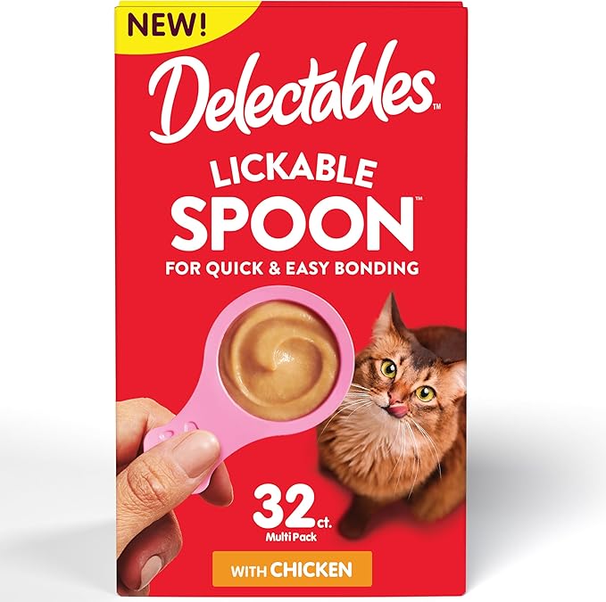 Hartz New Delectables Lickable Spoon Interactive Lickable Cat Treats for Quick & Easy Bonding, Chicken 32ct