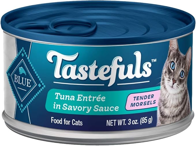 Blue Buffalo Tastefuls Wet Cat Food Morsels, Made with Natural Ingredients | Tuna, 3-oz. Cans (24 Count)