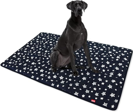 Dog Crate Mat (48" X 30"), Soft Dog Bed Mat with Cute Prints, Personalized Dog Crate Pad, Anti-Slip Bottom, Machine Washable Kennel Pad, Black