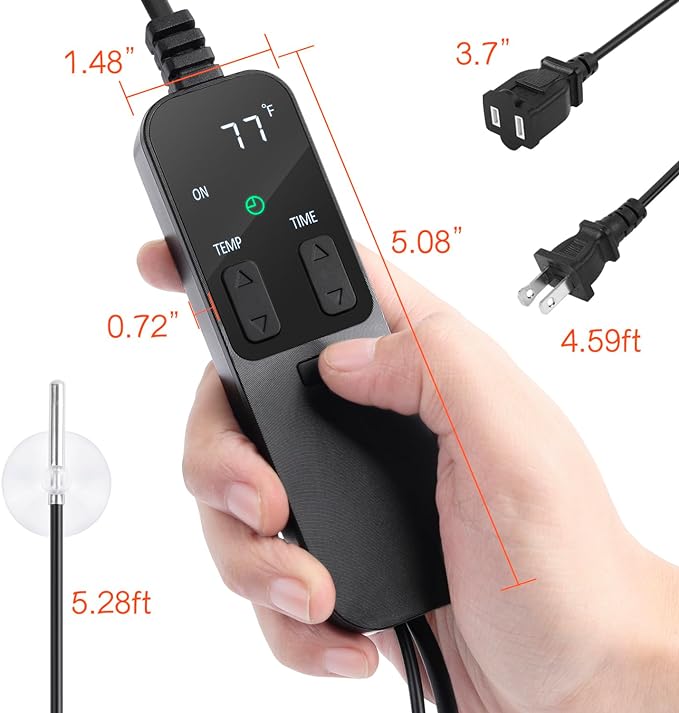 Reptile Dimming Thermostat with Timer for Reptiles Heat Lamp Heating Pad Seedling Heat Mat Temperature Controller