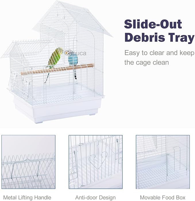 Small Bird Travel Cage - The Lightweight Small Birds Starter Kit with Birdcages and Accessories Great for Parakeets Lovebirds Parrotlets Finches Canaries