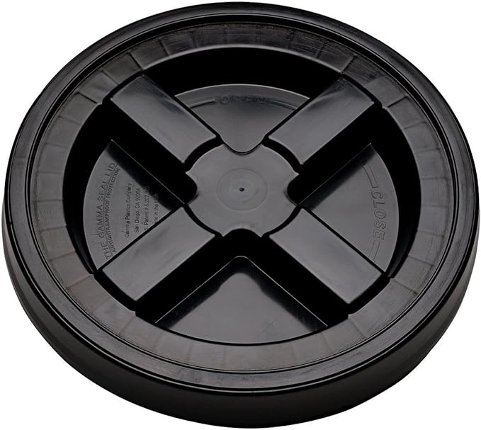 GAMMA2 Gamma Seal Lid - Pet Food Storage Container Lids - Fits 3.5, 5, 6, & 7 Gallon Buckets, Black, Made in USA