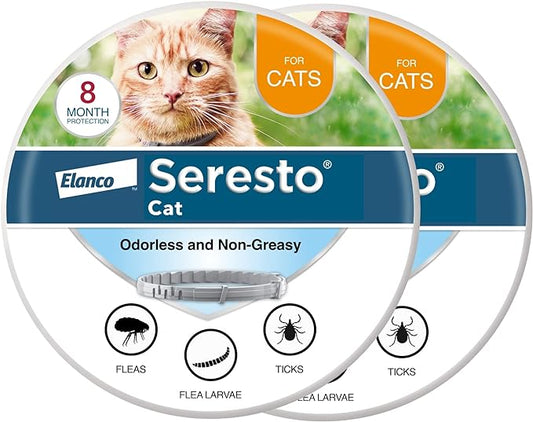 Seresto Cat Vet-Recommended Flea & Tick Treatment & Prevention Collar for Cats, 8 Months Protection | 2 Pack