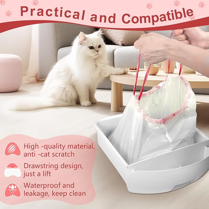 Cat Litter Box Liners 120 Count, 2Mils Super Thick Cat Litter Bags Compatible with Cleanpethome Self-Cleaning Cat Litter Box, Cat Box Liners Heavy Duty for Self-Cleaning Litter Box/Home Trash Bags