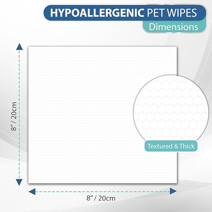 Pet Grooming Wipes for Dogs & Cats, 8” x 8” Plant-Based Hypoallergenic Wipes for Cleaning & Deodorizing, Suitable for Pets Body Like Face, Paws, Belly, and Butt, Unscented - 400 Count