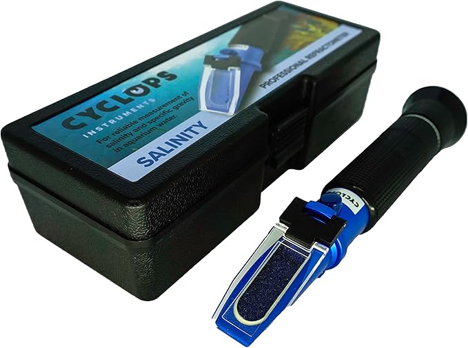 Professional Salinity Premium Refractometer for Seawater, Marine Fishkeeping Aquarium, Pools, and Tanks, 0-100 PPT Salinity Tester with Automatic Temperature Compensation (ATC)
