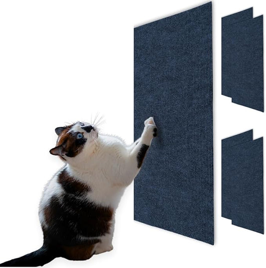 Cat Scratch Mat (5 Pack), 23.6’’ x 11.8’’ Cat Wall Stracther, Versatile Self-Adhesive Replacement Easy Use for Cat Trees, Cat Wall Furniture, Scratching Posts, and Couch Protection (Blue)