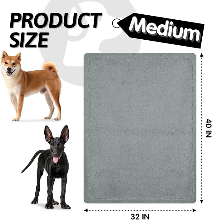 furrybaby Dog Blanket Soft Dog Blankets for Large Dogs Puppy Essentials Washable Sherpa Fleece Cat Blanket 32x40 Inches for Bed Furniture Couch Sofa (Medium, Grey)