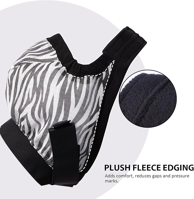 Harrison Howard Cattle Livestock Fly Mask Breathable Mesh Padded Edging with Fun Patterns Large Spacing Forelock Opening Design Adjustable Fit for Cattle Zebra