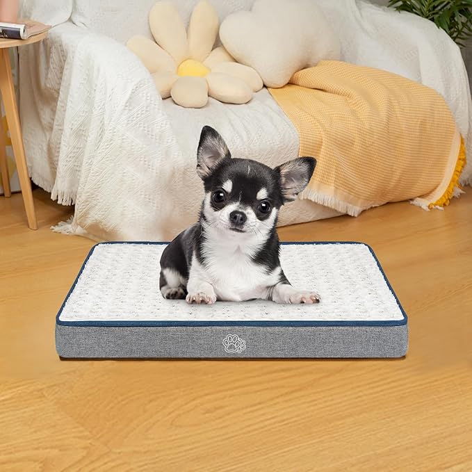 EMPSIGN Reversible Cool and Warm Dog Bed for Crate Pad, Pet Beds with Washable and Removable Cover, Dog Crate Bed Sleeping Mats, Bed for Dog Crate for Large Medium Small Dogs, Grey