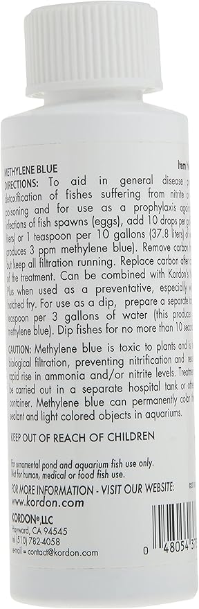 Kordon Methylene Blue Disease Preventative – Safe for Freshwater & Saltwater Aquariums, Prevents Fungal Infections & Treats Parasites, Reduces Fish Stress, 4-Ounces