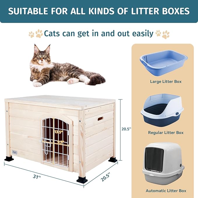 Petsfit Litter Box Enclosure, Modern Cat Litter Box Furniture with Door, Cat House for Indoor Cats, Side End Table, Perfect for Small Pets up to 22lbs, Small/31 L x 20.5" W x 20.5" H