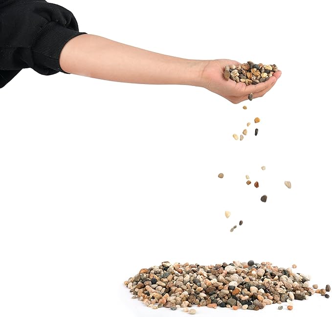 LANDEN BALAGEN Sand Natural River Rock Gravel 4L(14lb), Fish Tank Pebbles, Pea Gravel, Granite Sand, Coarse Sand for Plants, Pebbles for Indoor Landscaping, Φ4-15mm