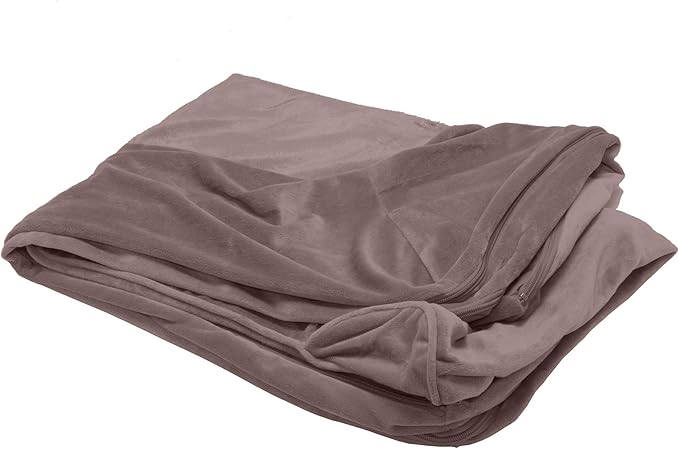 Furhaven Replacement Dog Bed Cover Faux Fur & Velvet Sofa-Style, Machine Washable - Driftwood Brown, Medium