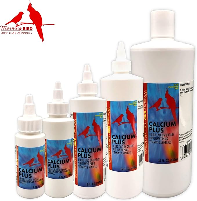 Morning Bird Calcium Plus Supplement for Avian Health, Liquid Calcium Formula with Magnesium and Vitamin D3, 2 Fl. Oz.