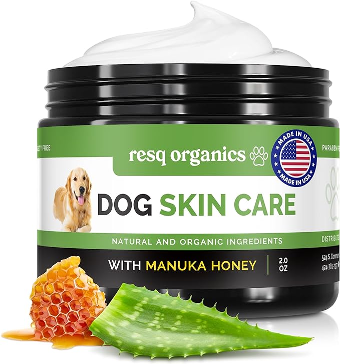 Hot Spot Treatment for Dogs, Cats & Pet Wound Care: Healing Ointment for Pets Itchy Skin Relief, Dry Skin Treatment, Natural Allergy Relief, Dog Paw Balm + Manuka Honey, Aloe Vera, Vitamin E (2 Oz.)