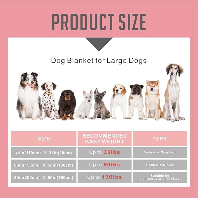 Gowyeg® Dog Blankets for Large Dogs, 2024 New Dog Cat Flannel Blankets Washable, Soft Pet Mat Throw Cover for Kennel Crate Bed, Cute Paw Pattern, Dog Blanket, Pet Blanket,GreyPink, 80x60 inch