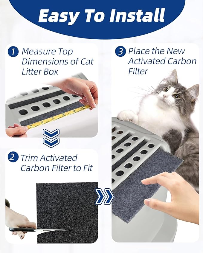 8 Pack Replacement Litter Box Filter Extra Thick 0.6" Activated Charcoal Hooded Cat Litter Boxes and Pans (6 Inch x 6.5 Inch)