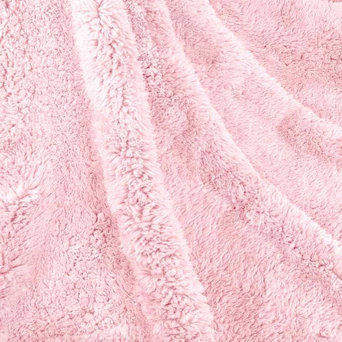 PetAmi Fluffy Waterproof Dog Blanket for Bed Large Dogs, Soft Warm Pet Sherpa Throw Pee Proof Couch Cover, Reversible Cat Blanket Sofa Crate Kennel Protector, Washable Mat (Pink Blush, 60x80)