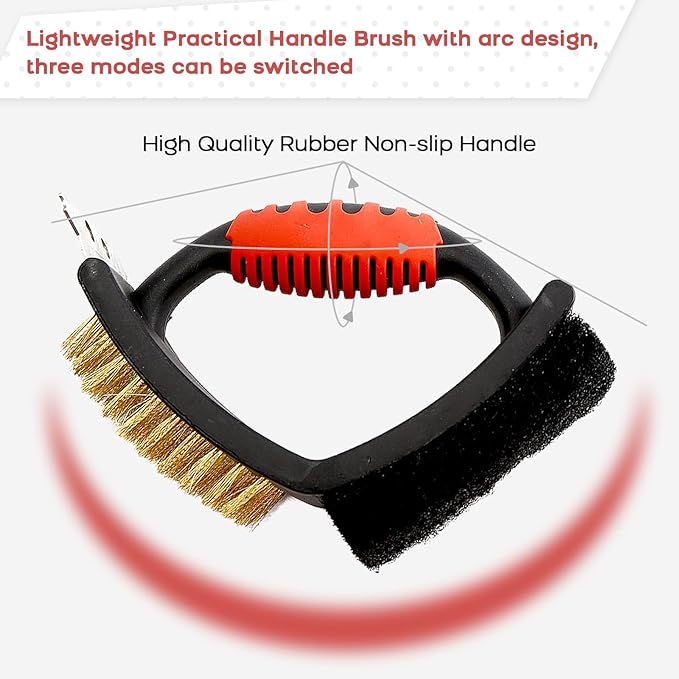 Bonaweite Bird Cage Cleaner, Stainless Steel Triangle Brush Set, Multi-Function Copper Bristle, Lightweight & Durable, Includes Cleaning Brush, Red