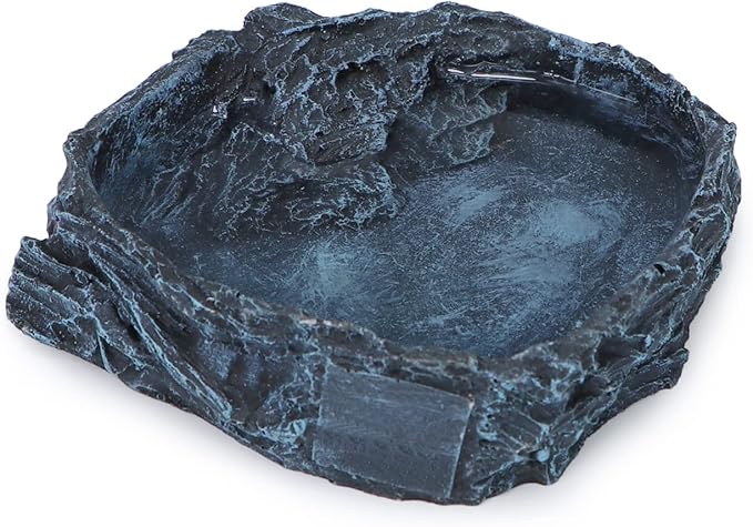 Wontee Reptile Water Dish Feeding Bowl Reptile Food Dish for Lizard Gecko Bearded Dragon Snake Tortoise Frog Hermit Crab (Black)