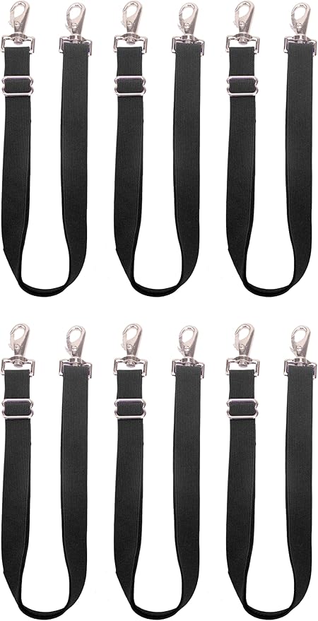 Pack of 6 Adjustable Length Elastic Leg Straps for Horse Blankets,Horse Blanket Sheet Replacement Elastic Leg Strap (4, Black)