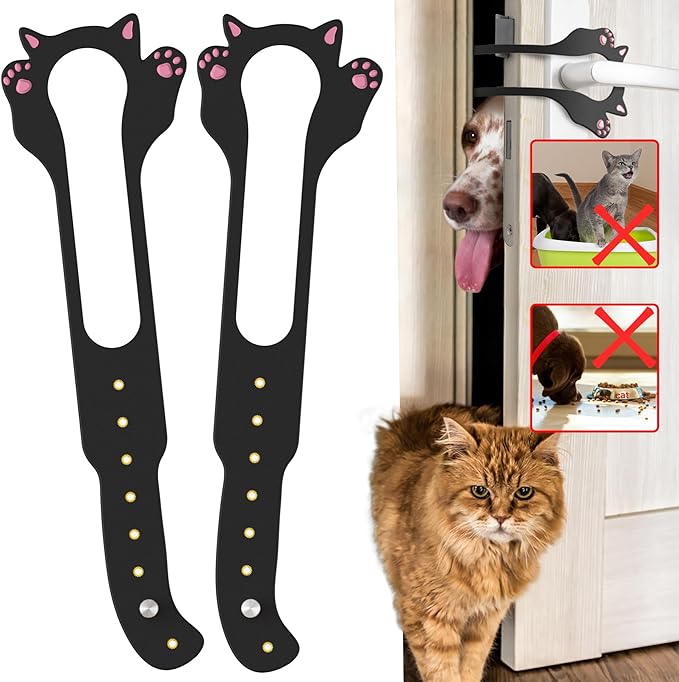 Cat Door Latch Holder,【8 Adjustable Sizes】 Stronger Flex Cat Door Stopper, Keep Door Open 1.5" to 8", Let's Cats in and Keeps Dogs Out of Litter & Food, No Tool Required & No Wall Damage