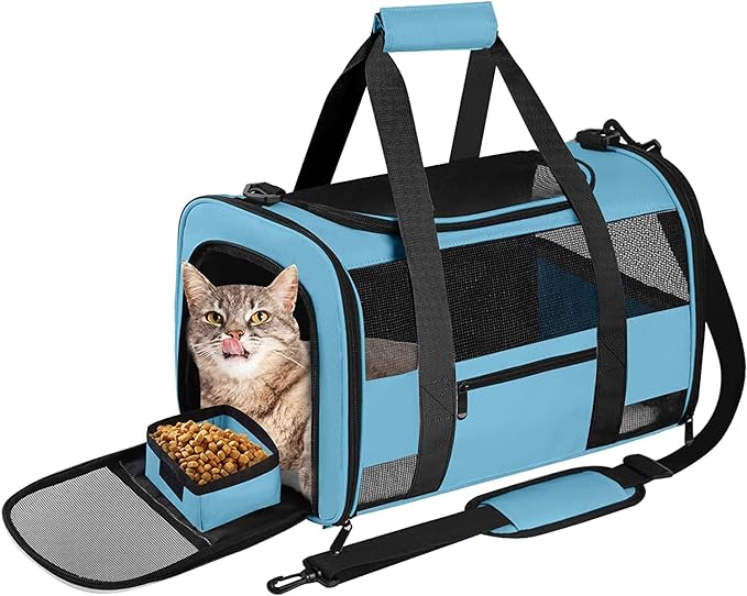 Large Cat Carrier Dog Carrier, Pet Carrier for 2 Cats Large Cats, Dog Carrier for Medium Small Dogs, Collapsible Soft Sided Pet Carrier for Cats Dogs Puppy of 25 Lbs, Blue