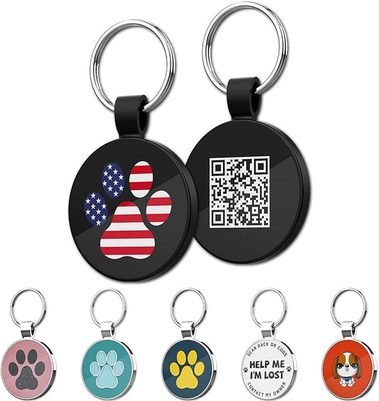 MYLUCKYTAG QR Code Pet ID Tags Dog Tags - Pet Online Profile - Scan QR Receive Instant Pet Location Alert Email