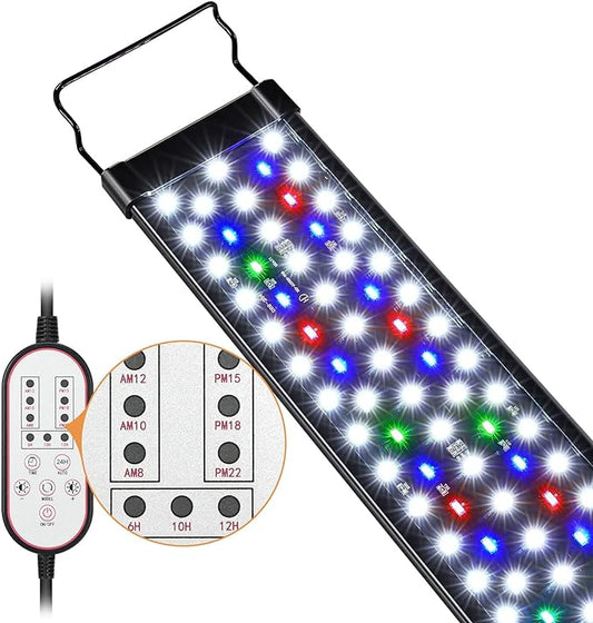 Aquarium Light, 14W 24/7 Natural Mode - Sunrise/Daylight/Moonlight Mode and Custom Mode with Expandable Bracket, Adjustable Timer and 7 Color Brightness for 12~18IN Fish Tank