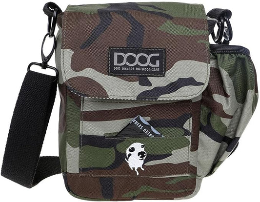 DOOG | Walkie Bag | Adjustable Shoulder Bag with Poo Bag Compartment and Water Bottle Compartment | Camo