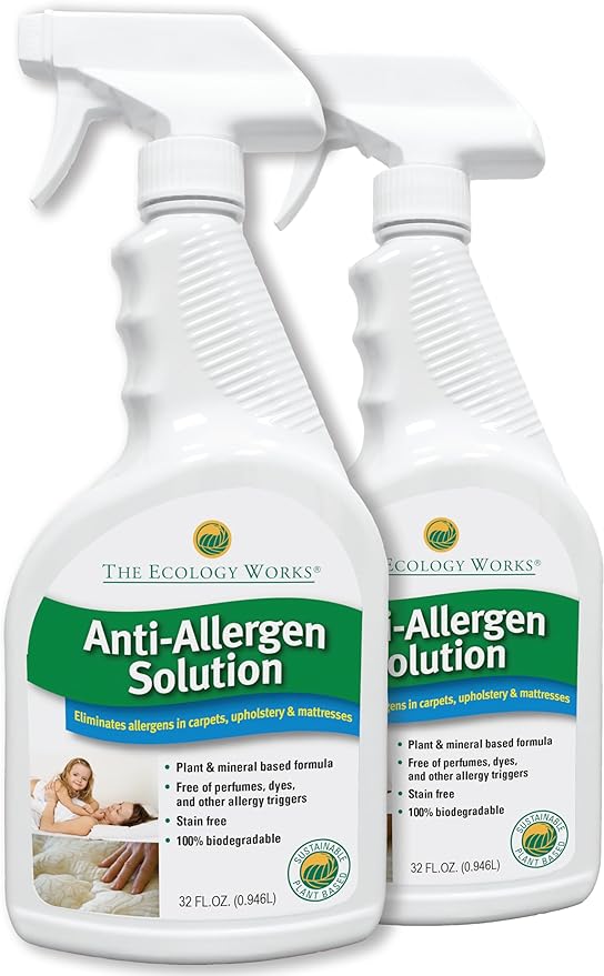 Solution - Plant-Based Dog & Cat Dander Remover Spray and Dust Mite Waste Reducer for Relief from Allergies - For Cleaning Home, Bedding, & Furniture Naturally