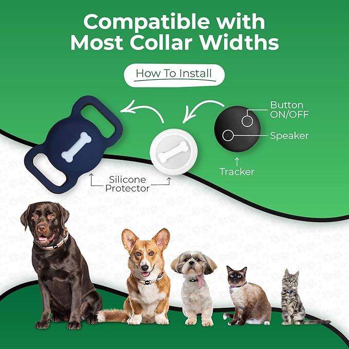 Smart Pet Tracker, Dog Tracker with Black Collar Holder, Smart Tag for Seamless Location Tracking, Work with Find My (Blue)