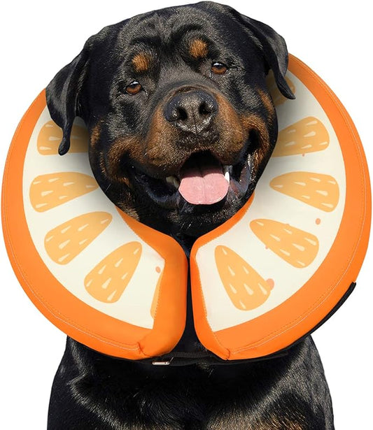 Dog Cone Collar for Small Medium Large Dogs for After Surgery, Pet Inflatable Neck Donut Collar Soft Protective Recovery Cone for Dogs and Cats - Alternative E Collar Does not Block Vision Orange,XL