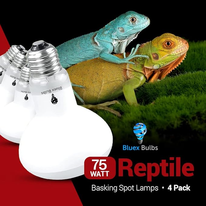 4 Pack 75-Watt Basking Light for Reptile - Heat Lamp Bulbs for Reptiles & Amphibians Broad Spectrum Reptile Light for Glass Terrariums Suitable for Bearded Dragons Light Lizards Iguanas basking Bulb