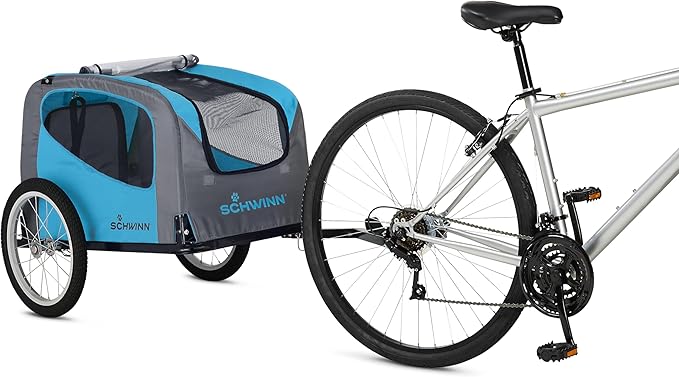 Schwinn Rascal Bike Dog Trailer, Carrier for Small and Large Pets, Easy Folding Cart Frame, Quick Release Wheel, Universal Bicycle Coupler, Washable Non-Slip Lining