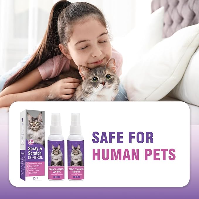 Cat Calming Spray 2Pack Cat Pheromone Spray - Quickly Relieve Stress Reduces Scratching Furniture Peeing Helps Relieve Scratching Marking Anxiety Supports Relief for Fireworks,Travel,Vet Visits 120ml