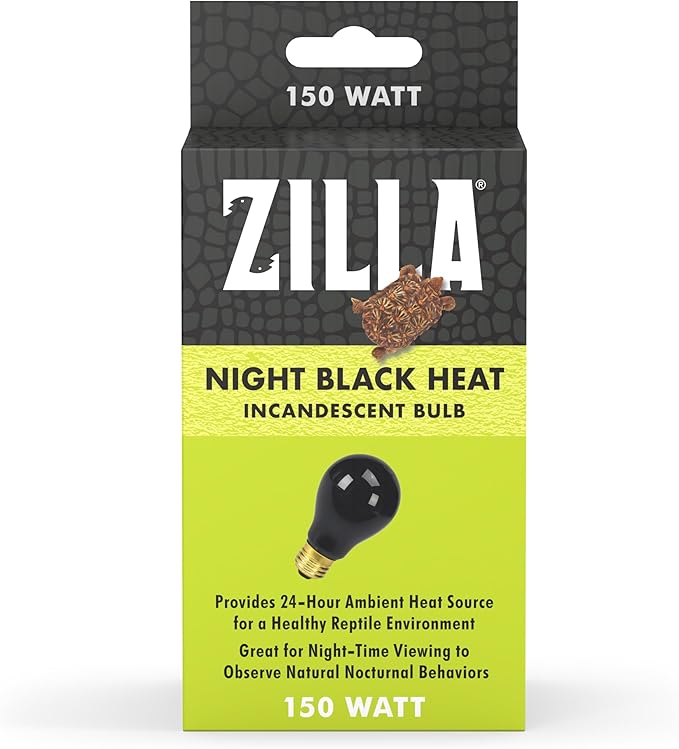 Zilla Reptile Terrarium Incandescent Heat Bulb, Night Black, 150 Watts