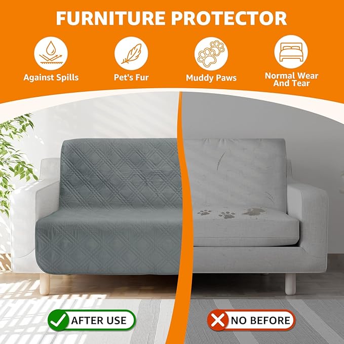 LOOBANI Waterproof Dog Blanket, Anti-Slip Bed Couch Covers for Dogs, 2 Pack Soft Pet Blankets to Protect Furniture Sofa Car for Puppy Cat Kids (54"X82", Dark Grey)