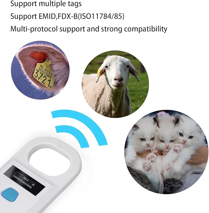 Yanzeo AR180 Pet Microchip Scanner, RFID EMID Animal Handheld Reader,134.2kHz Pet ID Scanner Rechargeable Animal Chip Registration, Pet Tag Scanner FDX-B(ISO 11784/11785)