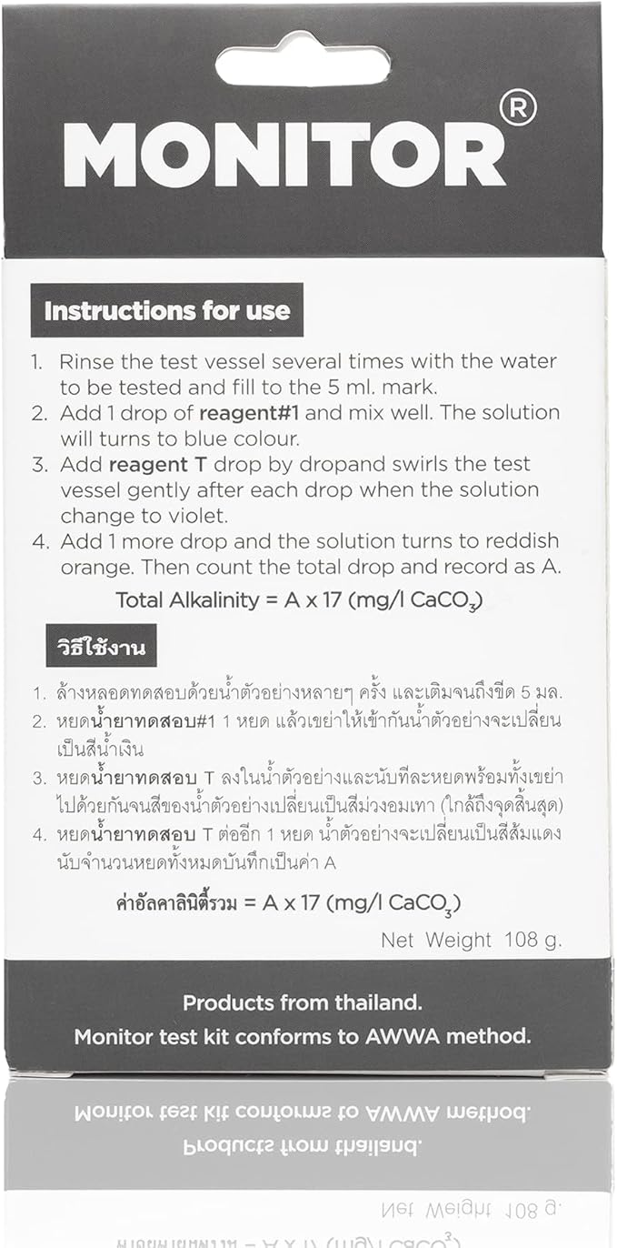 Generic Monitor Alkalinity Test KIT (120 Tests) - Monitor Aquarium & aquaculture Water Quality