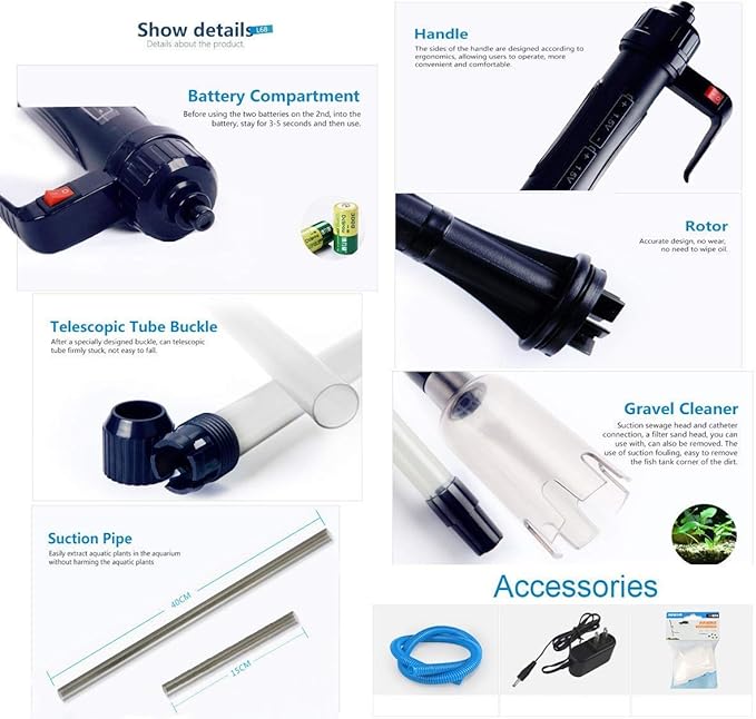 LONDAFISH Electric Fish Tank Vacuum Cleaner Syphon Operated Gravel Water Filter Cleaner Sand Washer