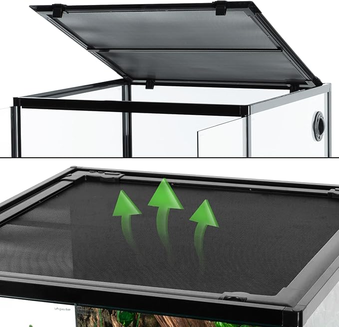 REPTIZOO 90 Gallon Reptile Terrarium 24" x 24" x 36" Large Glass Reptile Tank, Tall Reptile Terrarium with Front Opening Door and Top Screen Ventilation Easy Assembly Reptile Habitat Tank