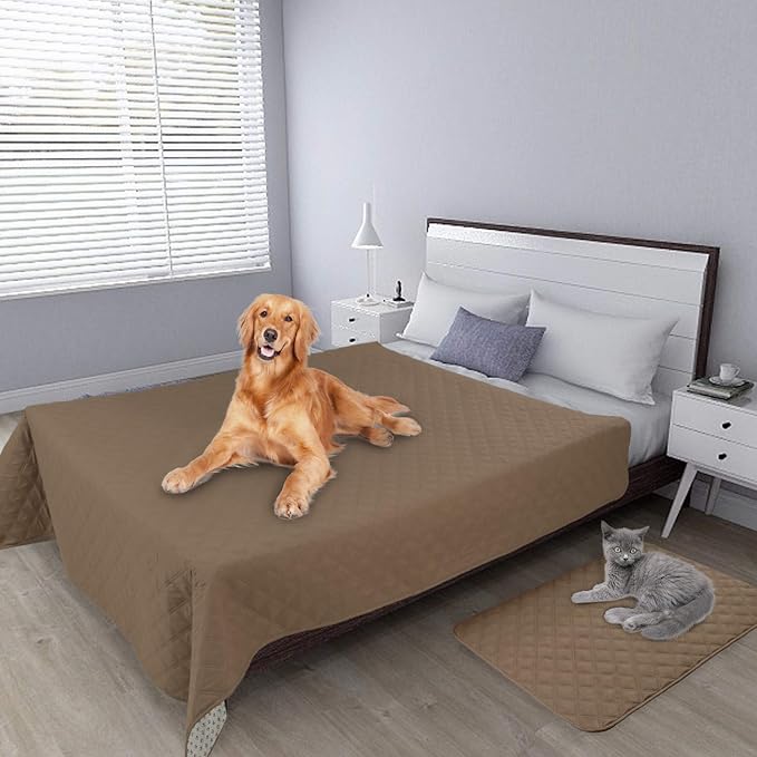 Easy-Going 100% Waterproof Dog Bed Cover, Non-Slip Pet Blanket for Furniture, Washable Couch Cover, Repleasement Sofa Cover (120X82 in,Camel)