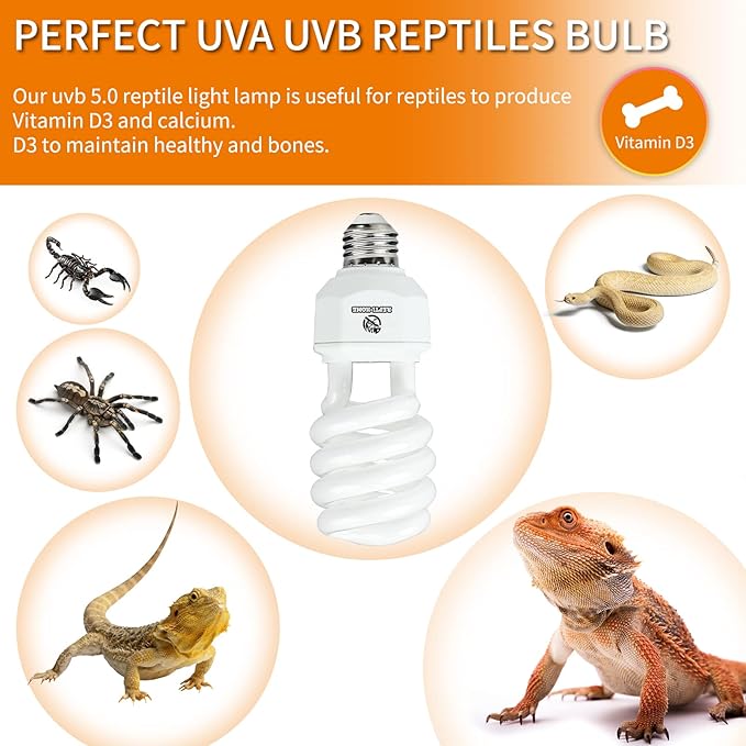 UVA UVB Reptile Light 23W 10.0,Desert Terrarium Compact Fluorescent Lamp,UVB Reptile Light Bulb for Bearded Dragon, Lizard,Spider, Snake, Gecko