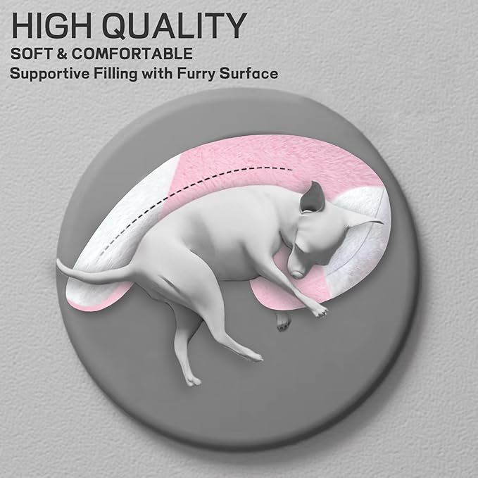 Dog Pillow Dog Calming Pillow Pet Pillow for Indoor Dogs and Cats Dog Neck Pillow Cat Pillow Improve Pet Sleep Pink and White Double Color