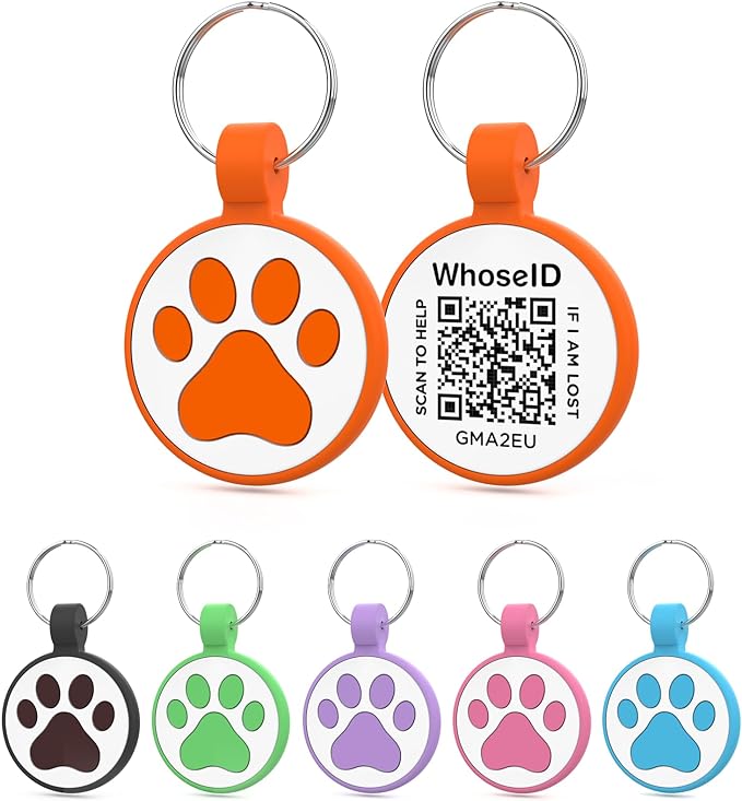 QR Code Cat Tag, Modifiable Pet Online Profile Display Page, Multiple Emergency Contact, Silicone Cat Tag, No Jinging, Collar Accessories, Personalized Cat Tag (Small Breeds - 1", Orange)