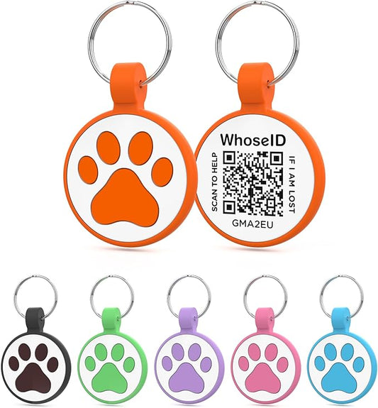 QR Code Cat Tag, Modifiable Pet Online Profile Display Page, Multiple Emergency Contact, Silicone Cat Tag, No Jinging, Collar Accessories, Personalized Cat Tag (Small Breeds - 1", Orange)